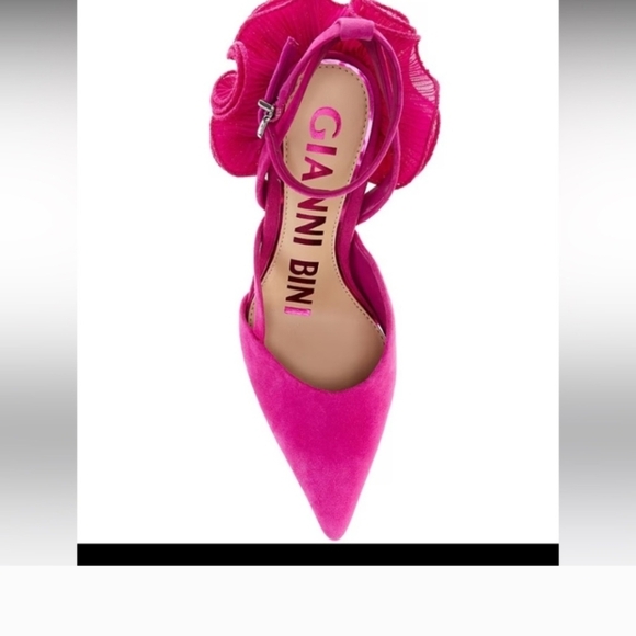 Gianni Bini Fuchsia Heels with Floral Accent - Picture 3 of 8